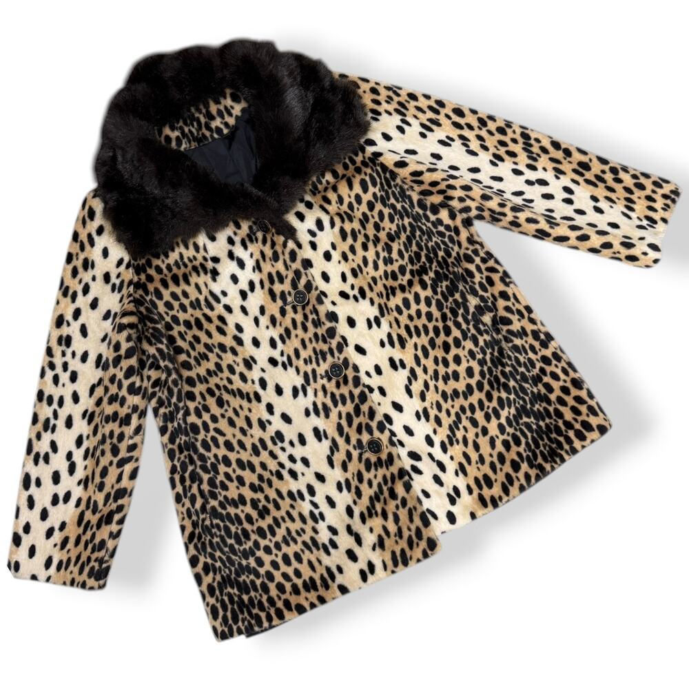 1950's leopard print fur swing coat